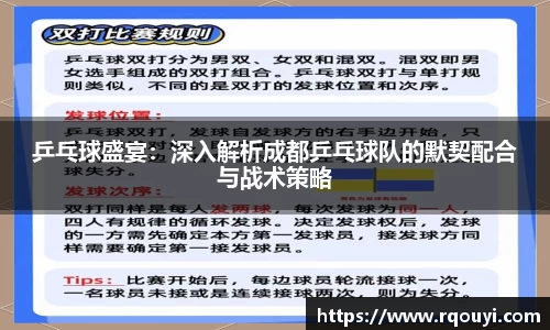 乒乓球盛宴:深入解析成都乒乓球队的默契配合与战术策略